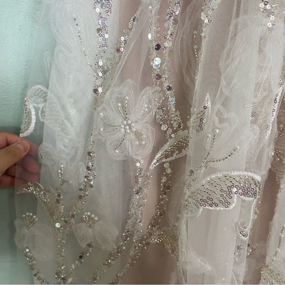 Helsi Beatrice Strapless Maxi Dress White Embellished Sequin Beaded Bridal Small - Picture 6 of 9